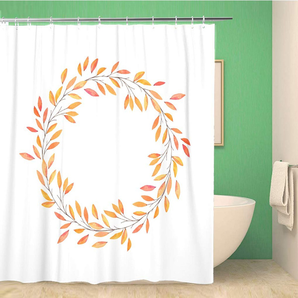 Bathroom Shower Curtain Orange Wedding, Autumn Leaves Shower Curtain Hooks