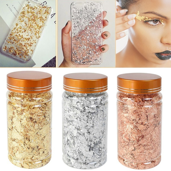 1 bottle Decorative Gold Leaf Flakes 3g Gold Silver Confetti DIY Crafts  Nail Art Painting Materials Decorating Foil Paper Party Supplies