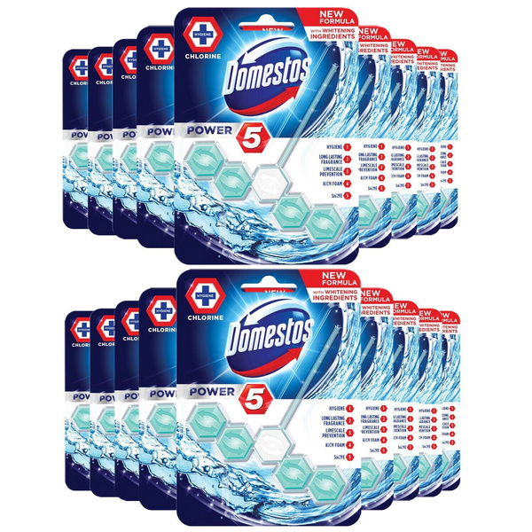 Domestos Power 5 with Bleach Toilet Rim Block 55g Pack of 18 | Wish