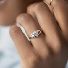 Sterling, Engagement Wedding Ring Set, Simple, anillosdeplata