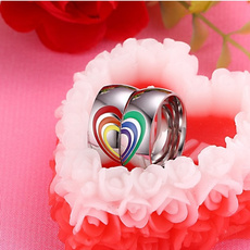 Steel, Valentines Gifts, rainbow, heartshapedring