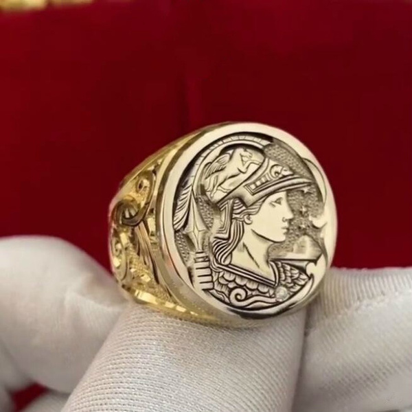 Udsøgt og unik mænds og kvinders 18K rent guld vikingering krigsgudinde Noble Family Bryllupsdag Gave høj smykker størrelse 6-14 Wish