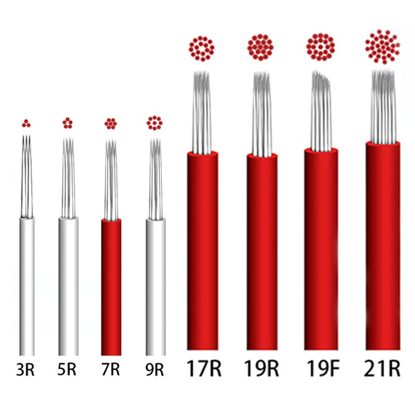 10pcs/lot 3/4/5/7/ 9/17/19/21R Tattoo Needle Pen Semi Permanent Makeup  Microblading Blade Manual Fog pen Needle Tattoo Accessory