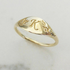 Fashion, letterring, wedding ring, gold