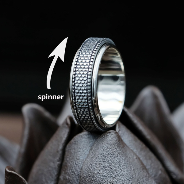 Sterling Silver Spinner Braid Ring For Men | Solid 925 Silver, Moving Band, Size 11.5, Gift Pouch - View #5