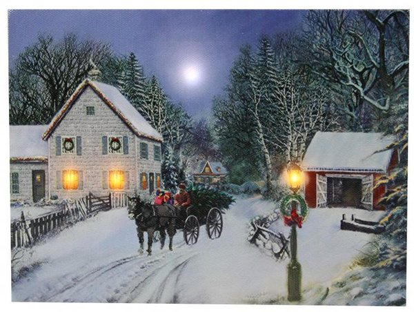 Wall Decoration Christmas Village Led 20 X 15 Cm Canvas | Wish