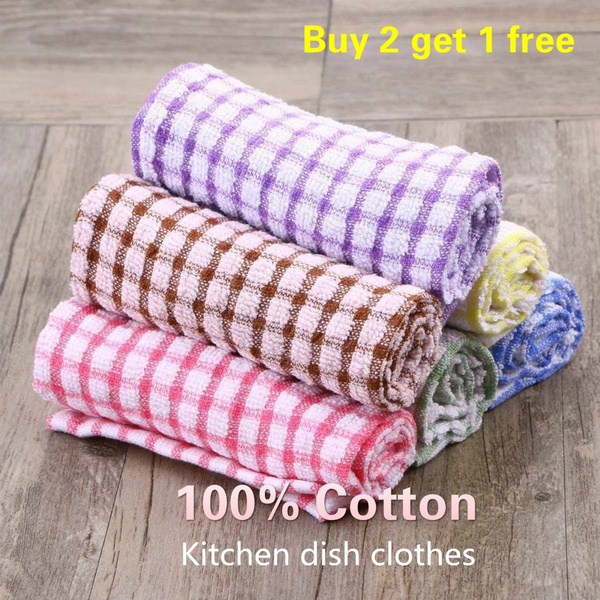 Tea Towels Pack Set Terry Cotton Kitchen Dish Cloths Large Cleaning Check 