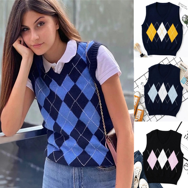 sweater vest argyle womens