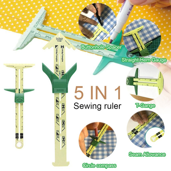 5-IN-1 Patchwork Ruler Sliding Gauge with Measuring Sewing Tool Patchwork Tool  Ruler Tailor Ruler Tool Accessories Home Use