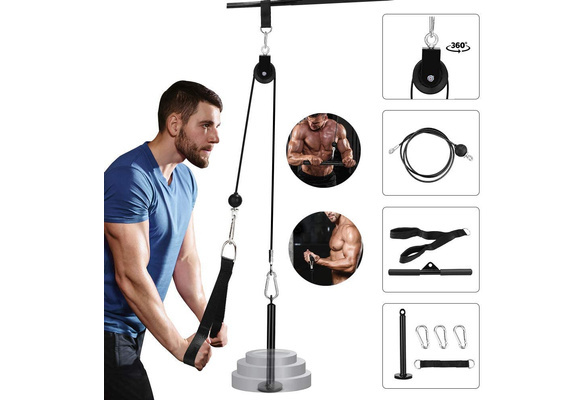 Biceps Curl Elikliv Pulley Cable Machine Attachment System with Loading Pin Arm Muscle Strength Fitness Equipment Home Gym Workout Equipment for Pulldowns Triceps Extensions