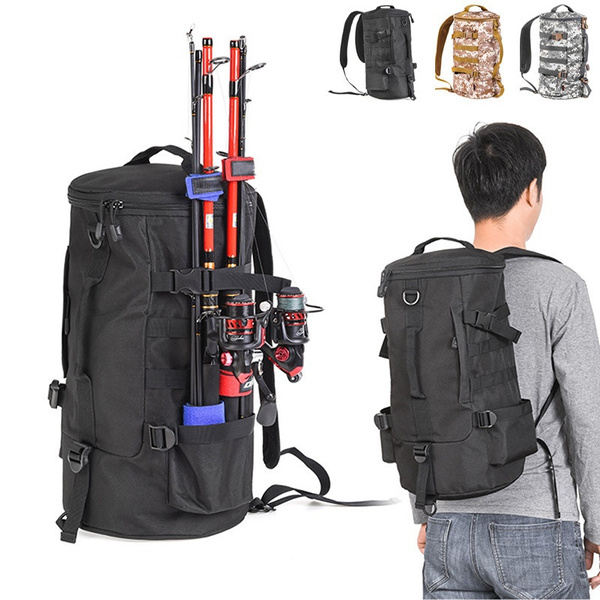 Multi-purpose Fishing Backpack Outdoor Travel Fishing Rod Reel Tackle Bag  Shoulder Bag Luggage Bag