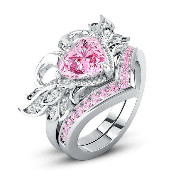 Pink wedding deals ring set