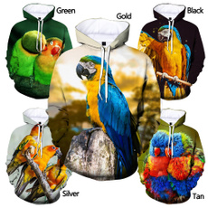 3D hoodies, Fashion, Animal, Parrot