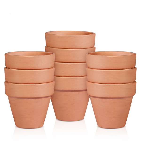 WarmParty 5Pcs/set Red Pottery Flower Pot Terracotta Plant Pot With