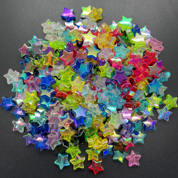 100Pcs Acrylic Spacer Beads Five-pointed Star Transparent Rainbow Color Jewelry