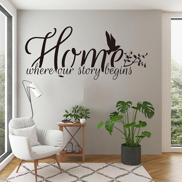 Home Quote Wall Sticker House Decor Living Room Kids Room Bird Family ...