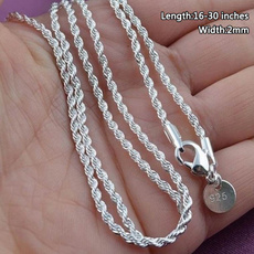 16-30 inches Fashion Luxury Men Women Fashion Solid Twisted Chain Necklace Bride Wedding Engagement Fine Jewelry