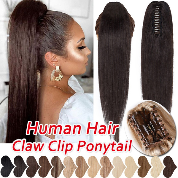 Claw Clip Ponytail Extension Clip in Ponytail Human Hair Extensions Pony  Tails Hair Extensions Real Remy Hair For Women | Wish