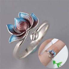 adjustablering, Plants, Flowers, Silver Ring
