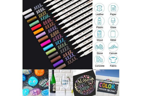 MUJINHUA Metallic Marker Pens, Set of 10 Colors Paint Markers for Black  Paper, Rock Painting, Scrapbooking Crafts, Card Making, Ceramics, DIY Photo  Album, Ceramic, Glass and More(Medium tip)