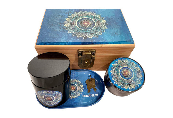 Blue Mandala - Premium Bamboo Stash Box with Metal Padlock and Keys - –  Stash House Supply Co