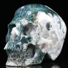 mossagateskull, skull, Crystal, crystalcarving
