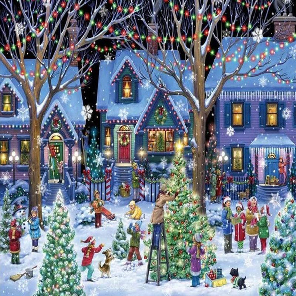 1000 Piece Jigsaw Puzzle Large 28''x20'' Puzzles Christmas Trees Festival Gift 
