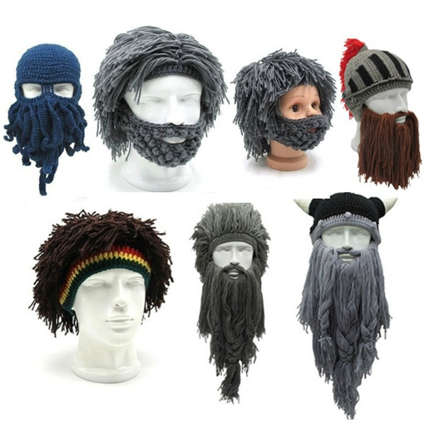 Winter Warm Beard Hat Barbarian Beanie Long Beard Viking Headgear Funny ...