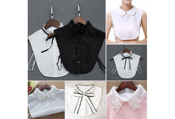 Fake Collar White Black Sharp/Round Dickey Blouse Detachable Half Shirts  Collars Clothes Accessories collar extender for Girls and Women