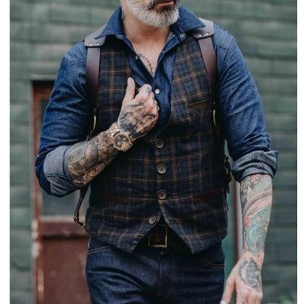 mens plaid vest jacket