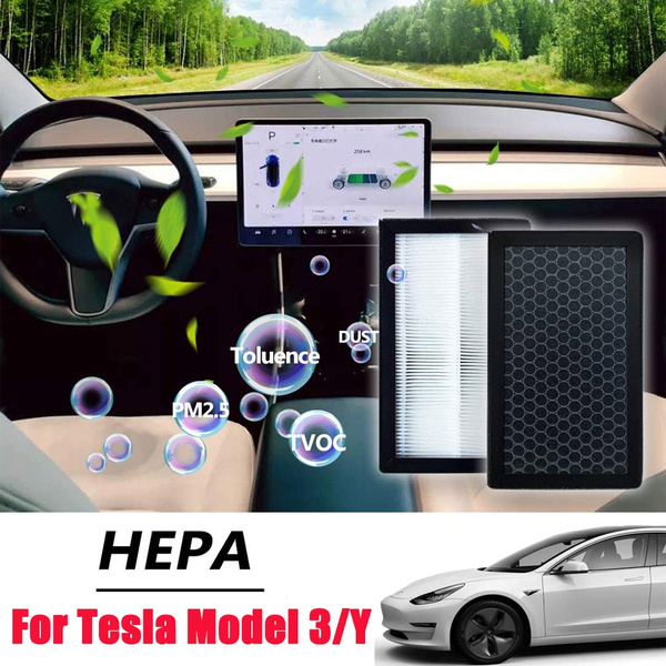 2 Pcs/set HEPA Air Filter with Activated Carbon Air Conditional Replacement  Cabin Air Filter For Tesla Model 3 Model Y