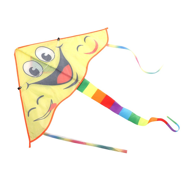 Portable Children Triangle Shape Cartoon Kite Smile Pattern Toy Kites for  Family Outdoor Play Blo | Wish