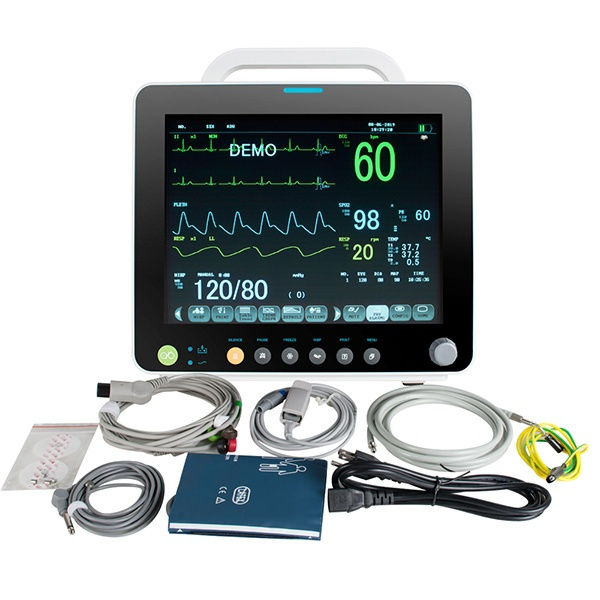 Portable Multi-parameter 12 Inch Vital Sign Patient Monitor ECG NIBP ...