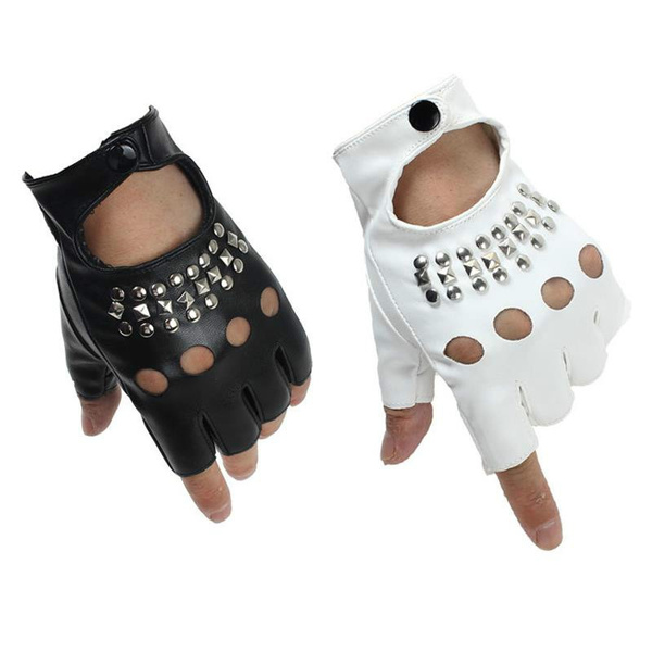 Fingerless Gloves PU Leather - Gothic Punk Rivet Half Finger Gloves For Costumes & Performances Costume Performance Gloves