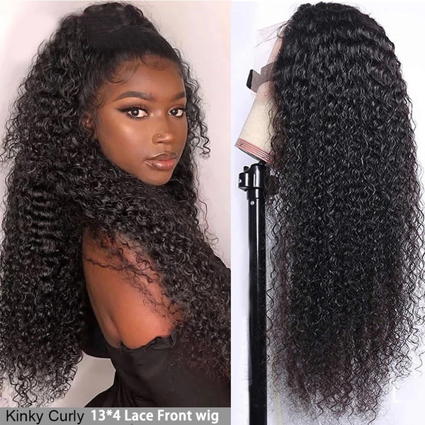 Kinky Curly 13X4 Lace Front Wig Brazilian Human Hair Curly Pre