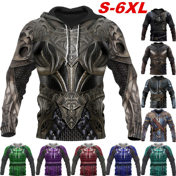 New 3D Printed Knight Medieval Armor Hoodie Knights Templar Unisex Fashion Jacket Hooded Sweatshirt