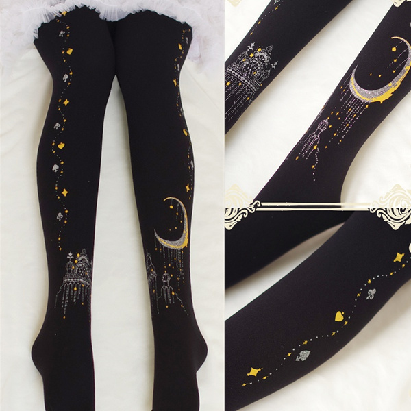 Lady Glitter Stockings Tights Pantyhose Cartoon Moon Socks Lolita