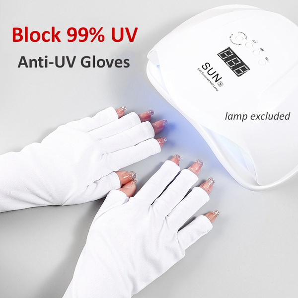 UV Glove for Gel Nail Lamp, Professional UV Protection Gloves for  Manicures, Nail Art Skin Care Fingerless Anti UV Sun Glove Protect Hands  from UV
