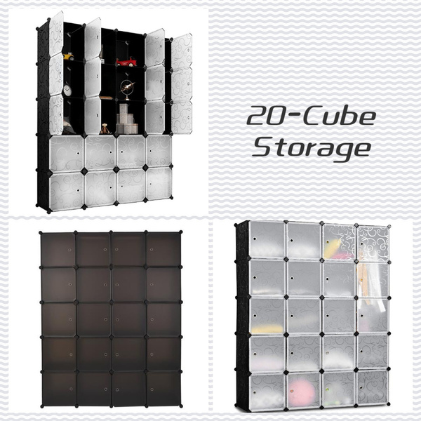 DIY 20 Cube Storage Cupboard Wardrobe Shelves Closet Shoe Rack Book