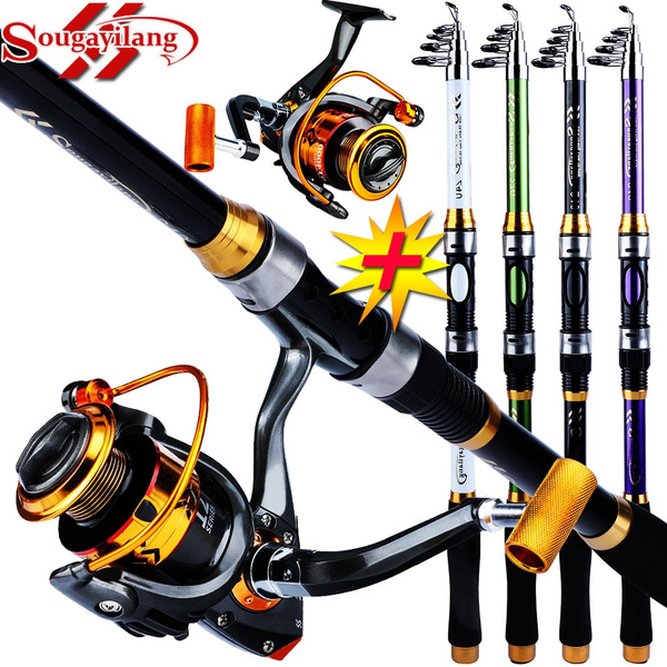 Sougayilang Fishing Rods Set 1.8-3.3M Telescopic Durable Ultra Light  Fishing Pole and 12BB Metal Spinning Reel Outdoor Fishing Rod Reel Combos