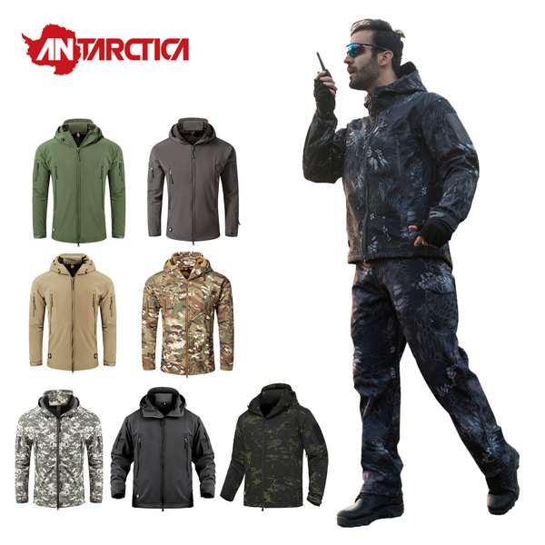 Antarctica men's outdoor waterproof soft 2024 shell hooded military tactical jacket