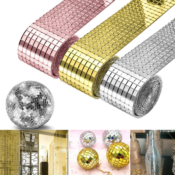 Self Adhesive Disco Tiles, Square Mirror Mosaic Stickers Decals