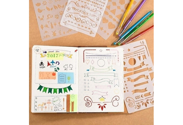 20pcs Plastic Journal Stencils Planner Stencils Drawing Templates