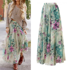 long skirt, chiffon, sundress, Ladies