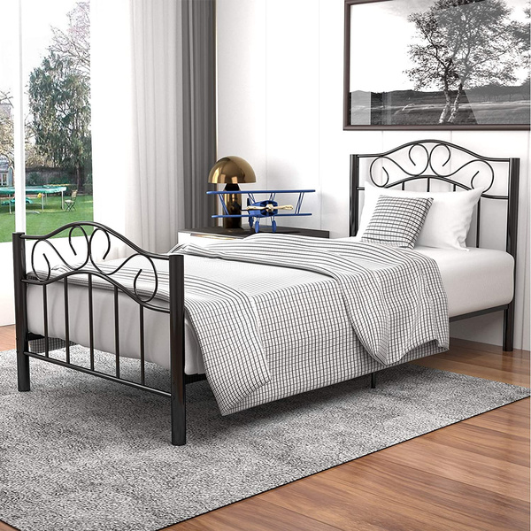 Mecor Twin Xl Curved Metal Bed Frame, Xl Twin Bed Headboard Footboard