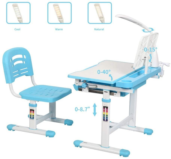 Height Adjustable Kids Study Desk and Chair Set