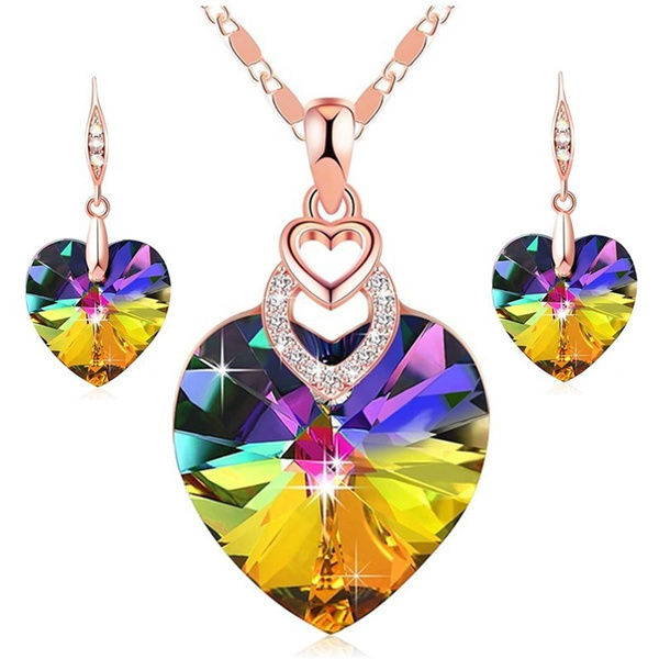 Heart, Crystal Jewelry, Necklaces For Women, Earring