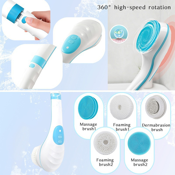 Electric Shower Body Brush 5 in 1 Back Brush Long Handle for