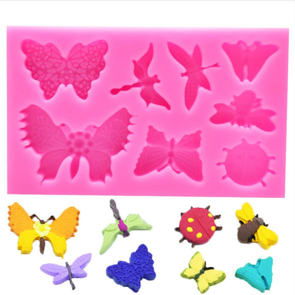 Butterfly Ladybug Flydragon Bee Silicone Mold Liquid Clay Craft Concrete  Molds for Plaster Designer DIY 3D Wall Panel