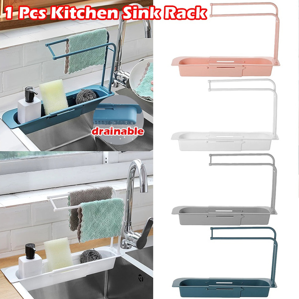 Kitchen Sinks Organizer Telescopic Sink Shelf Soap Sponge Storage